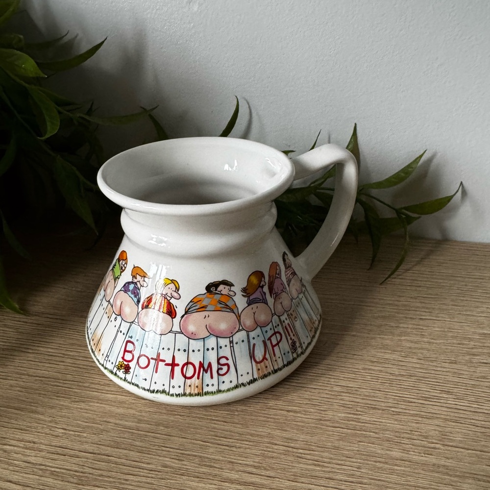 Charming White Ceramic Mug with Playful Design